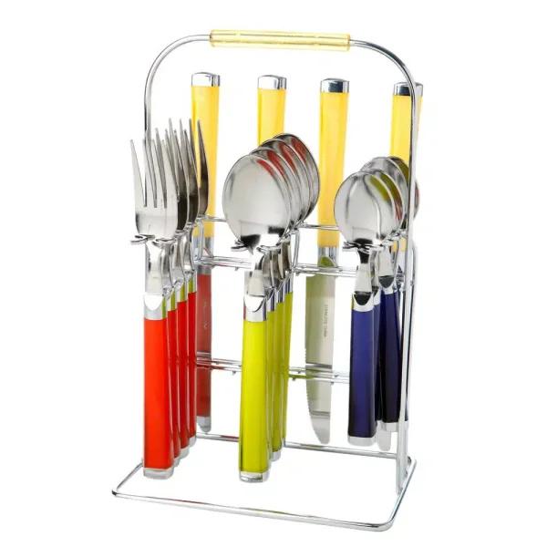 Cambridge Silversmiths Temptation Partytime 16-Piece Flatware Set with Rack, Service for 4