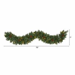 Nearly Natural 6 ft. Pre-lit Mountain Pine Artificial Garland with 35 Warm White LED Lights and Pinecones thumbnail 2