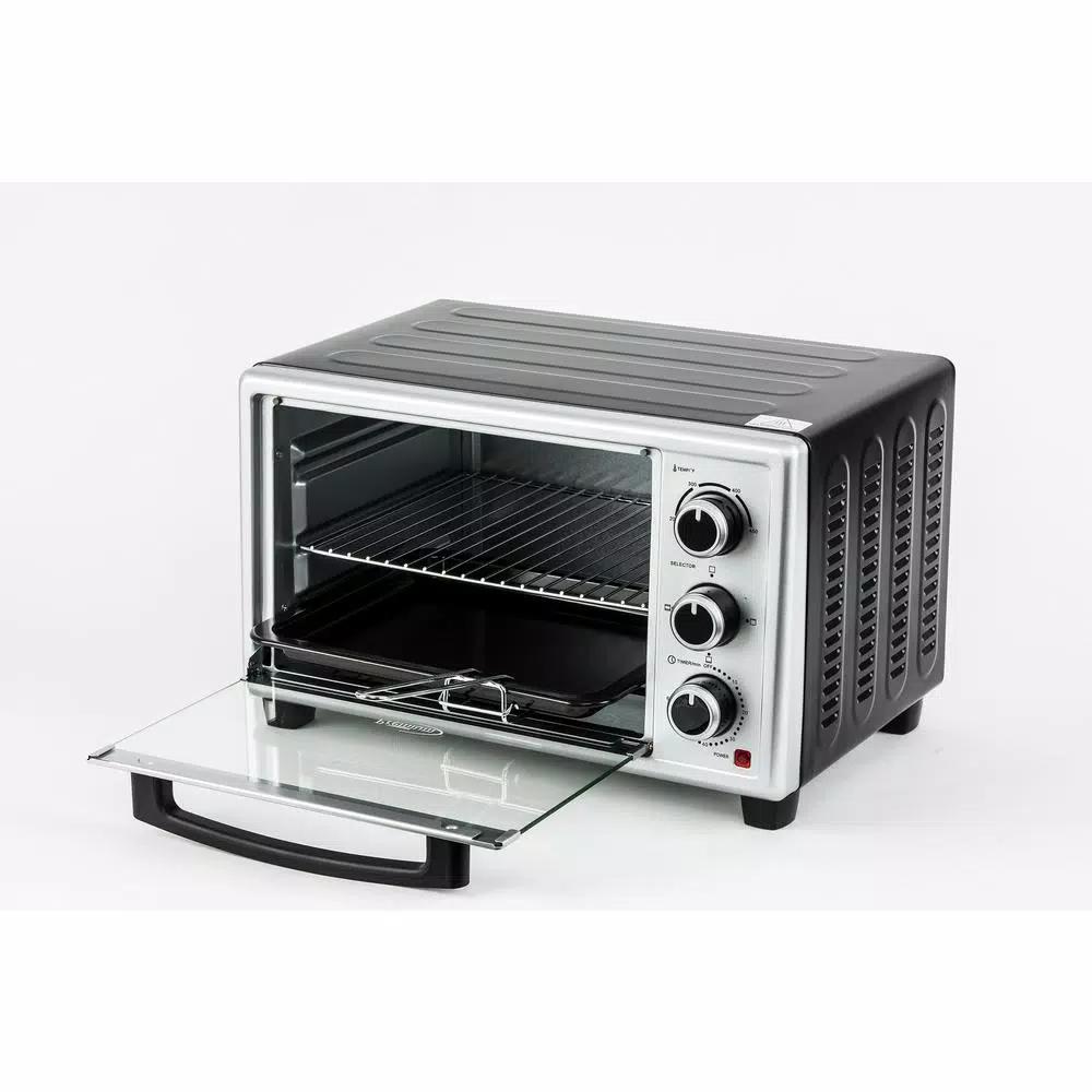 PREMIUM 1440W 6-Slice Silver Toaster Oven with 0.6 cu. ft. Capacity and Automatic Shut-Off