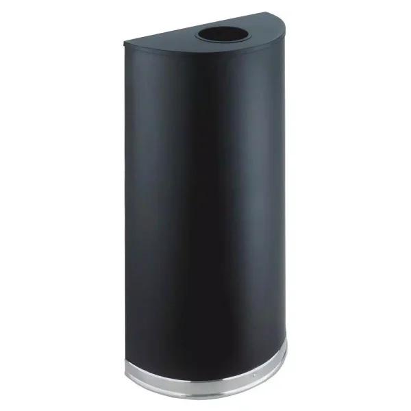 Safco 12.5 Gal. Matte Black Half-Round Steel Trash Can with 3 Interchangeable Lids