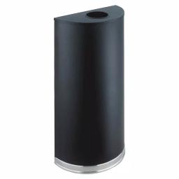 Safco 12.5 Gal. Matte Black Half-Round Steel Trash Can with 3 Interchangeable Lids thumbnail 1