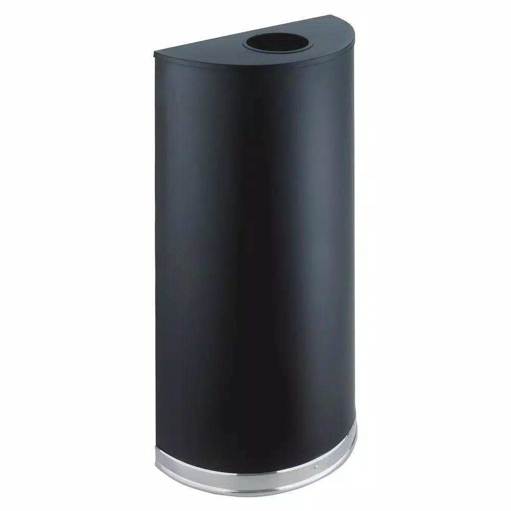 Safco 12.5 Gal. Matte Black Half-Round Steel Trash Can with 3 Interchangeable Lids