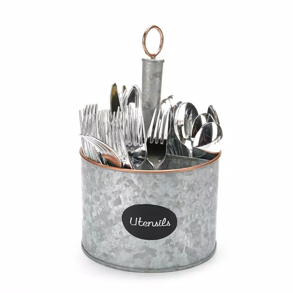 MIND READER Silver Metal 4 Section Utensil Caddy & Cutlery Holder