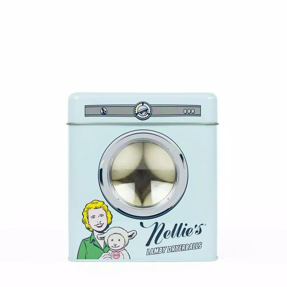 NELLIE'S Lamby Wool Dryer Balls with Reusable Tin - Natural Fabric Softener & Static Reducer