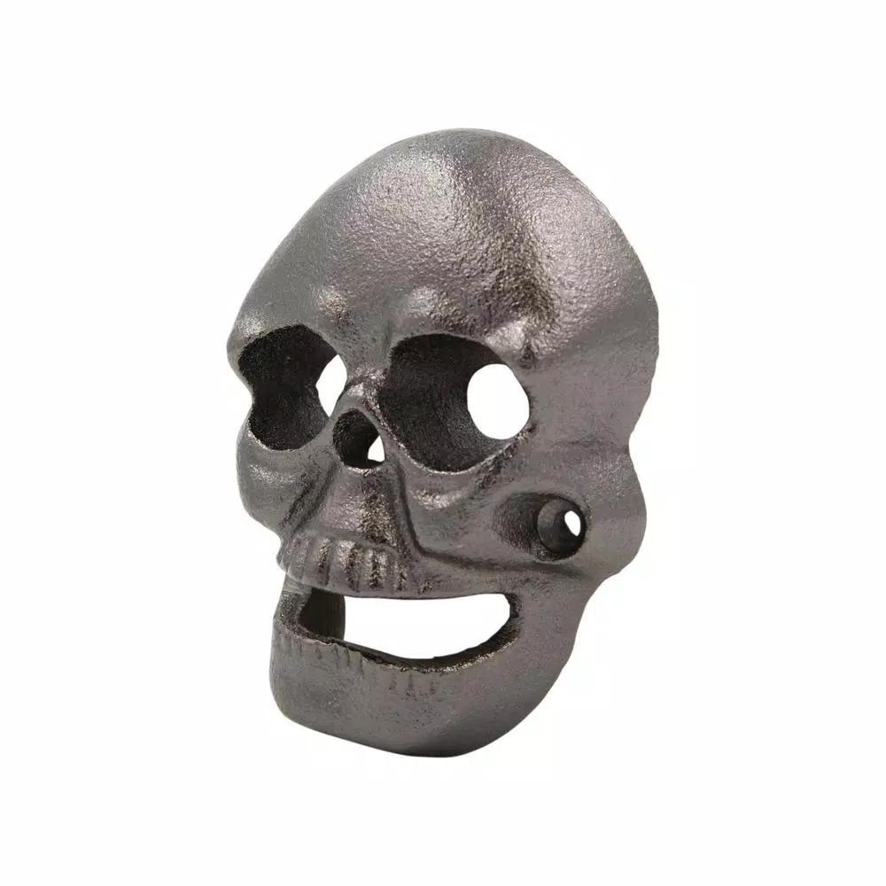 Everbilt Cast Iron Skull Bottle Opener - Black Wall Mounted Beverage Opener