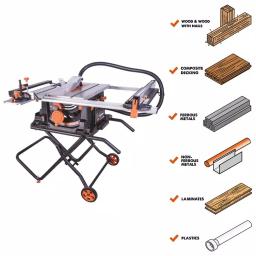 Evolution Power Tools RAGE5-S 15 Amp 10 in. Multi-Material Table Saw with Folding Stand thumbnail 2