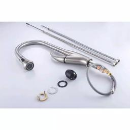 Vanity Art Brushed Nickel Single-Handle Pull-Down Kitchen Faucet with Spray Wand thumbnail 4