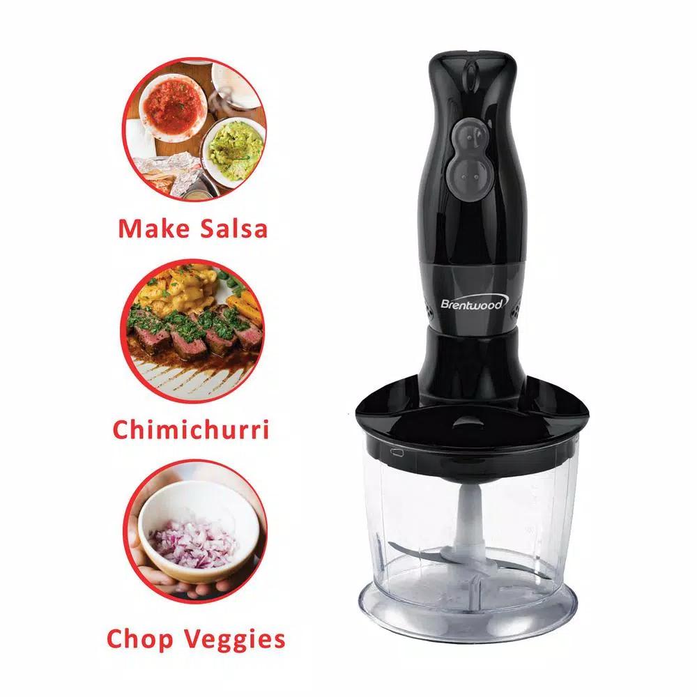 Brentwood Appliances Brentwood 2-Speed Black Hand Blender and Food Processor with Balloon Whisk