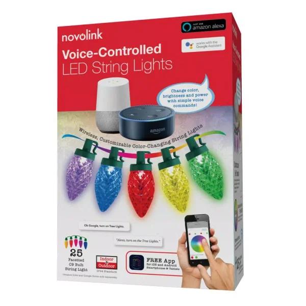 Novolink 25-Light C9 Wi-Fi RGB Color-Changing LED Christmas String Lights, Works with Alexa & Google Home