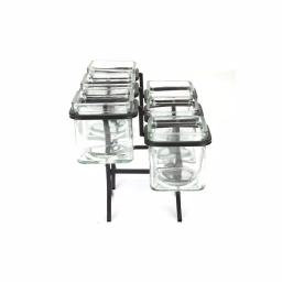 Mind Reader 6-Compartment Black Metal Condiment Server with 6 Removable 8 oz Glass Jars thumbnail 6