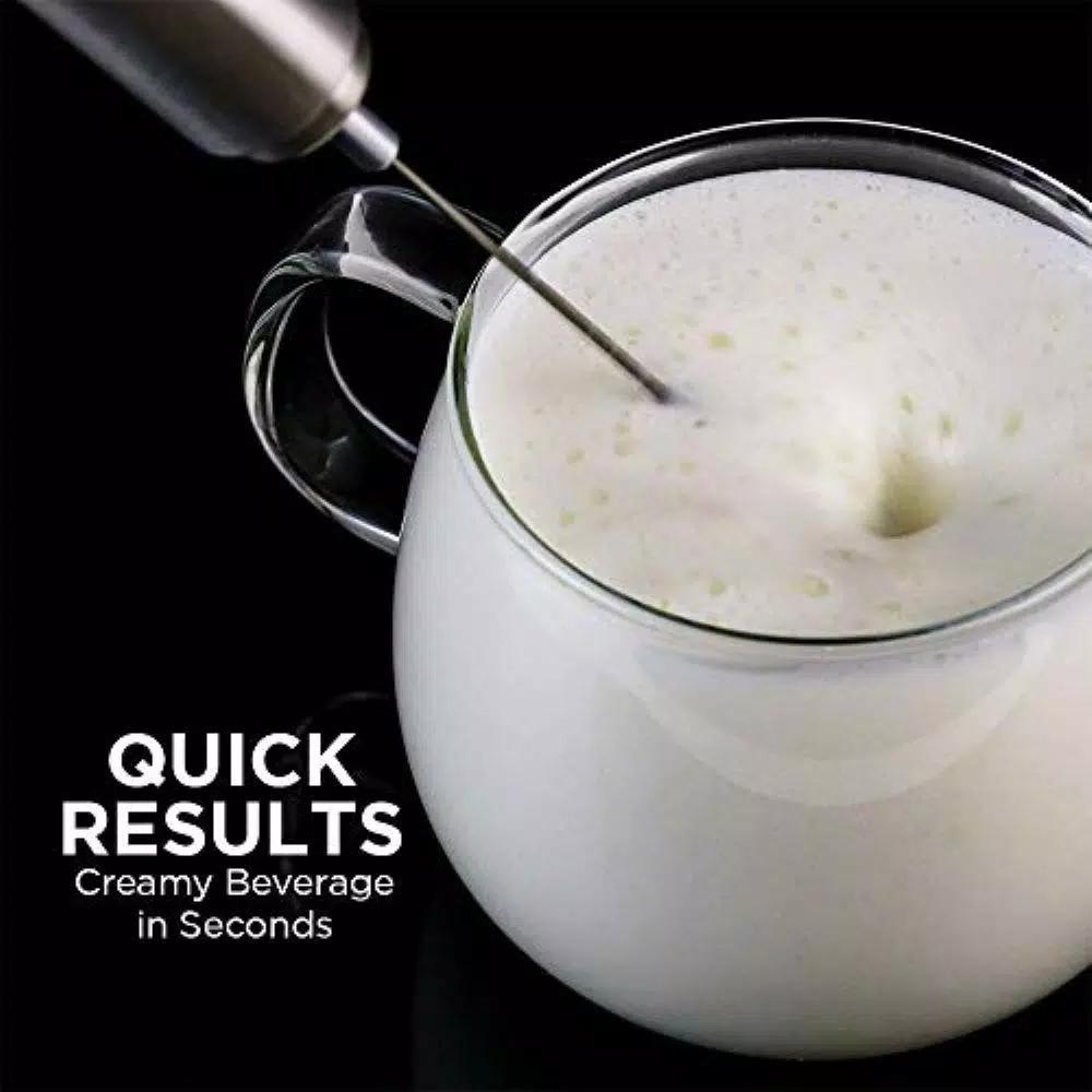 Ovente Stainless Steel Handheld Milk Frother and Electric Beverage Mixer, Silver