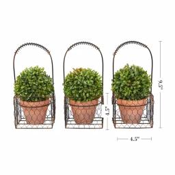 Pure Garden 9.5 in. Faux Boxwood Topiary Arrangement with Decorative Metal Wire Baskets (Set of 3) thumbnail 2