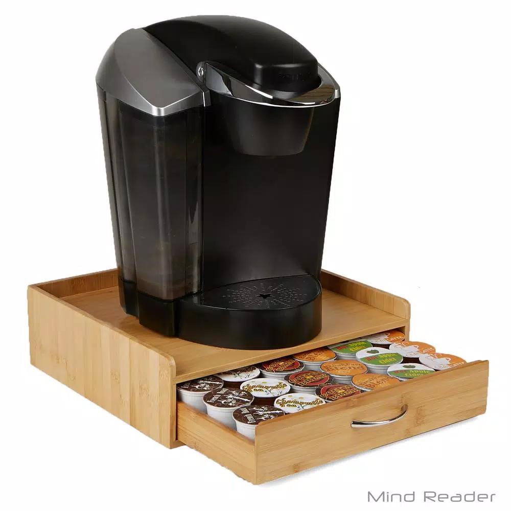 Mind Reader 32-Capacity Bamboo Brown K-Cup Storage Drawer with Lip Panel for Keurig