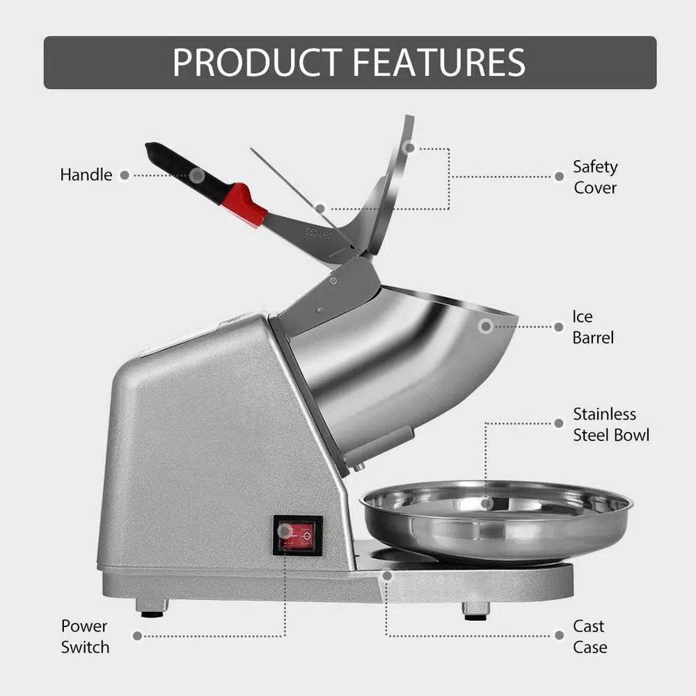 VIVOHOME Electric Snow Cone Machine, 143lbs/hr Stainless Steel Ice Shaver for Countertop