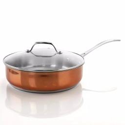 Oster Carabello 3.5 Qt. Stainless Steel Nonstick Saute Pan with Glass Lid, Copper thumbnail 1