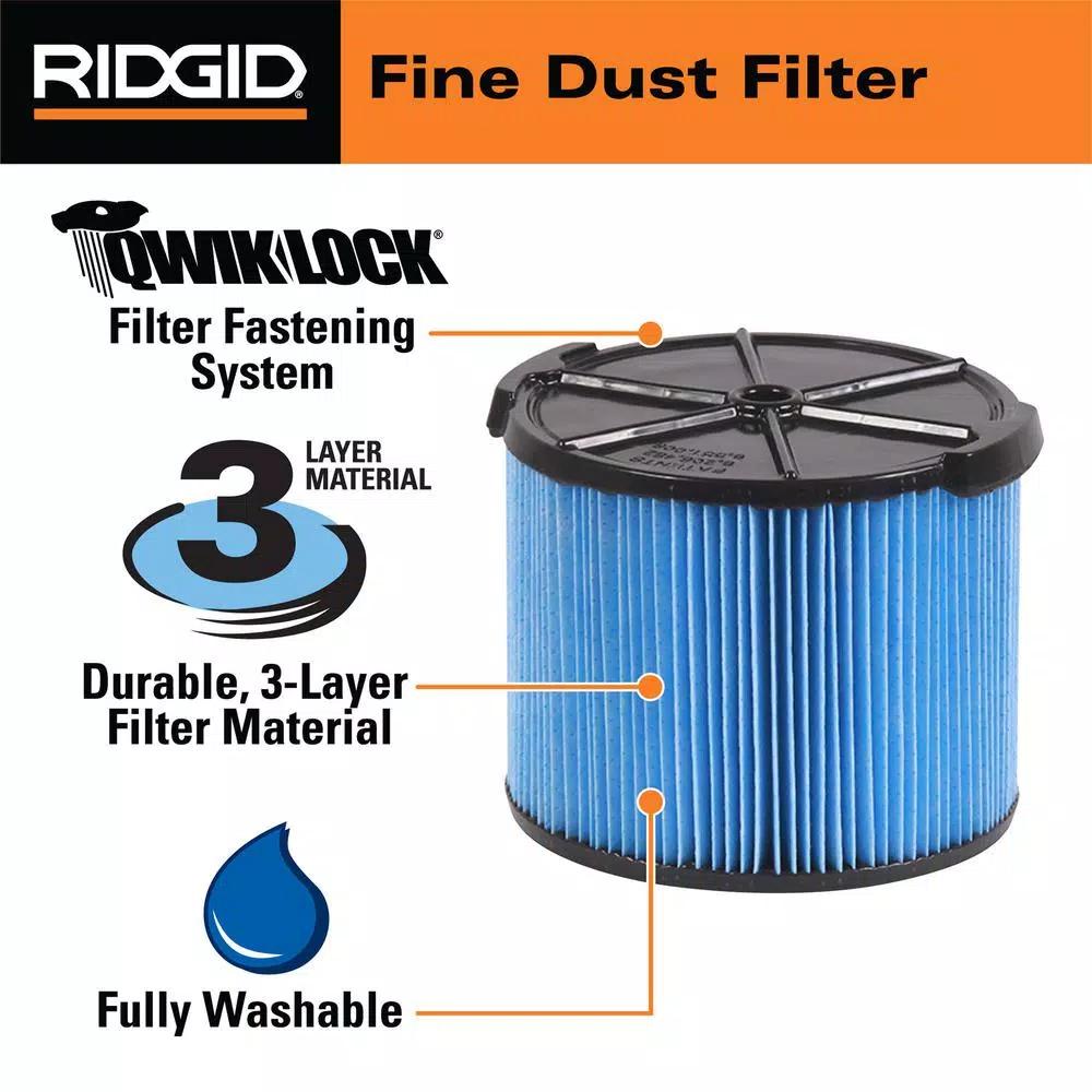 RIDGID VF3511 Filter Kit with VF3500 Fine Dust Filter and (2) VF3501 Dust Bags for 3 to 4.5 Gal. Wet/Dry Vacuums
