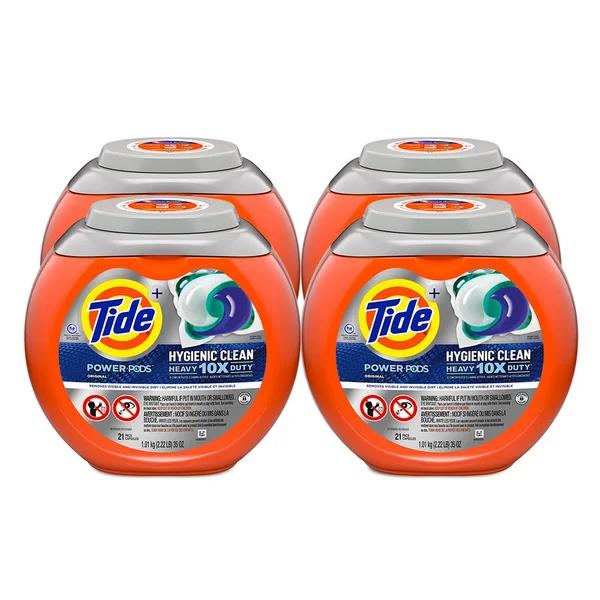 Tide Heavy Duty 10X Hygienic Clean Power Pods Laundry Detergent, Original Scent, 21-Count (4-Pack)