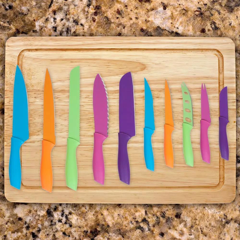 Classic Cuisine 10-Piece Colorful Stainless Steel Knife Set with Magnetic Bar