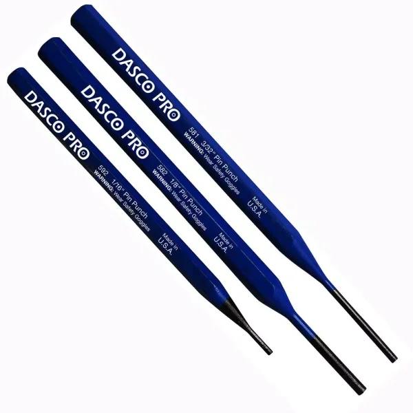 Dasco Pro 3-Piece Small Pin Punch Set, High Grade Steel, Made in USA