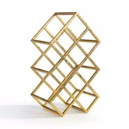 DANYA B Sparkling Gold Iron 9-Bottle Wine Rack - Modern Tabletop Storage thumbnail 3