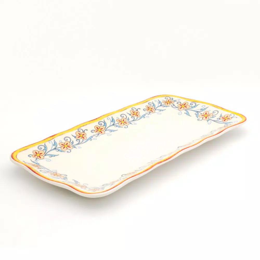 Euro Ceramica Duomo 16.75 in. Rectangular Stoneware Appetizer Platter