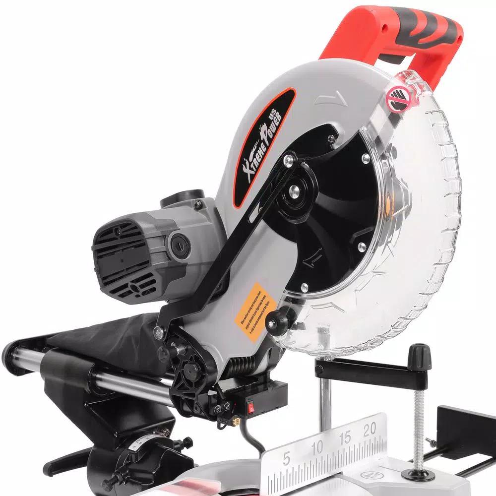 XtremepowerUS 10 in. 15 Amp 1800W Sliding Single Bevel Compound Miter Saw with Laser Guide