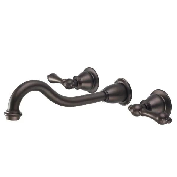 Water Creation Wall Mount 2-Handle Elegant Spout Bathroom Faucet, Oil Rubbed Bronze