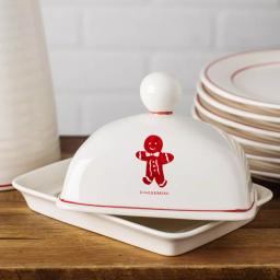 Molly Hatch Gingerbread Butter Dish, 6.75 in. Ceramic Stoneware Holiday Serving Dish thumbnail 2