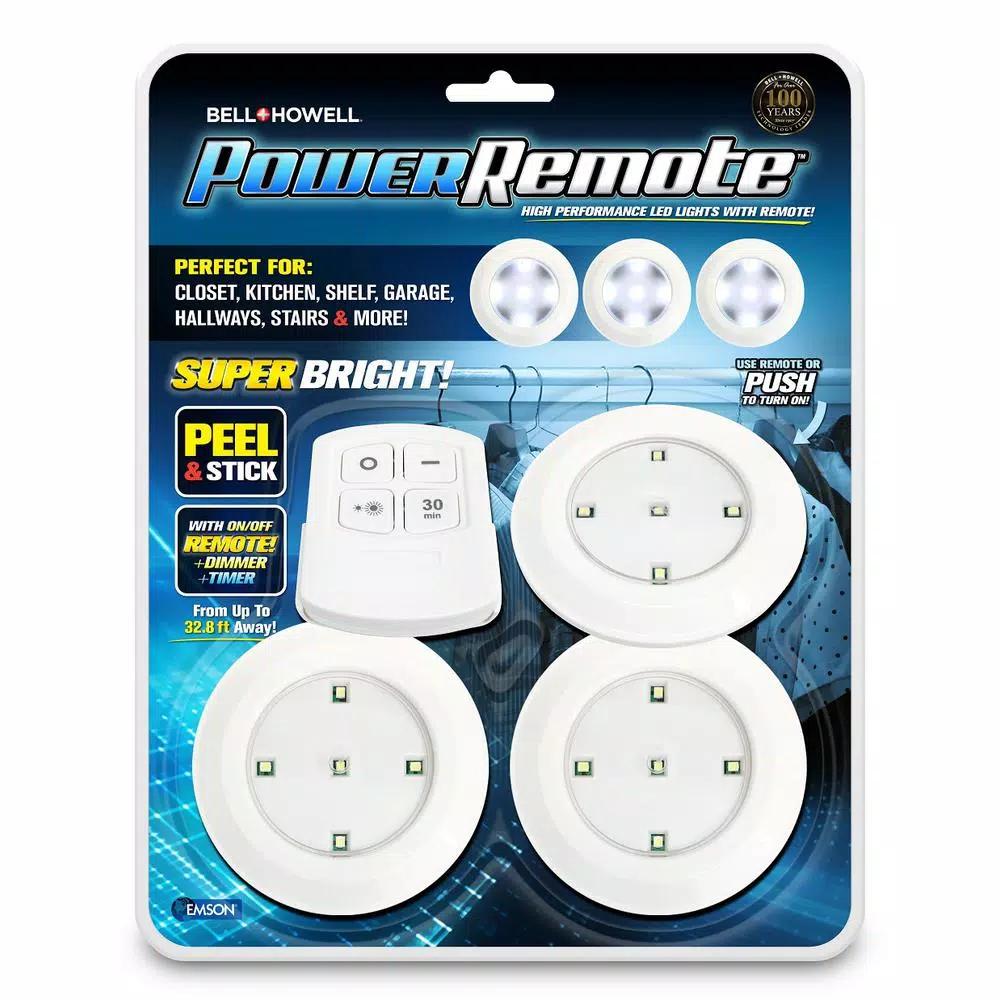 Bell + Howell Power Remote Mini LED Lights with Remote Control, Battery Operated, 3-Pack