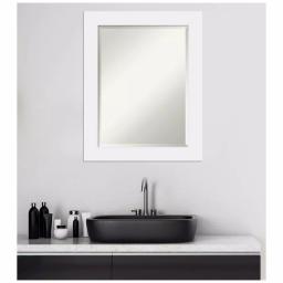 Amanti Art Corvino 23 in. W x 29 in. H Rectangular Beveled Edge Bathroom Vanity Mirror, Satin White Wood Frame thumbnail 6