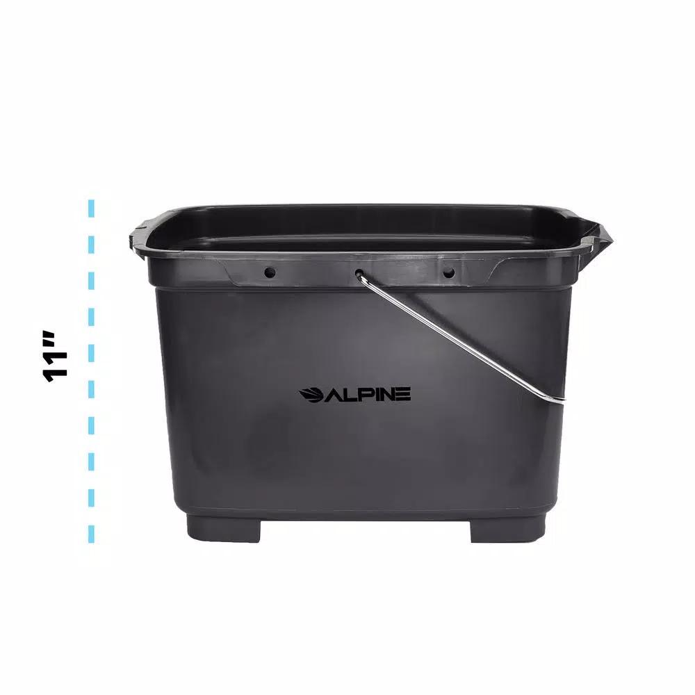 Alpine Industries 19.5 Qt. Divided Plastic Cleaning Caddy with Metal Handle, Gray