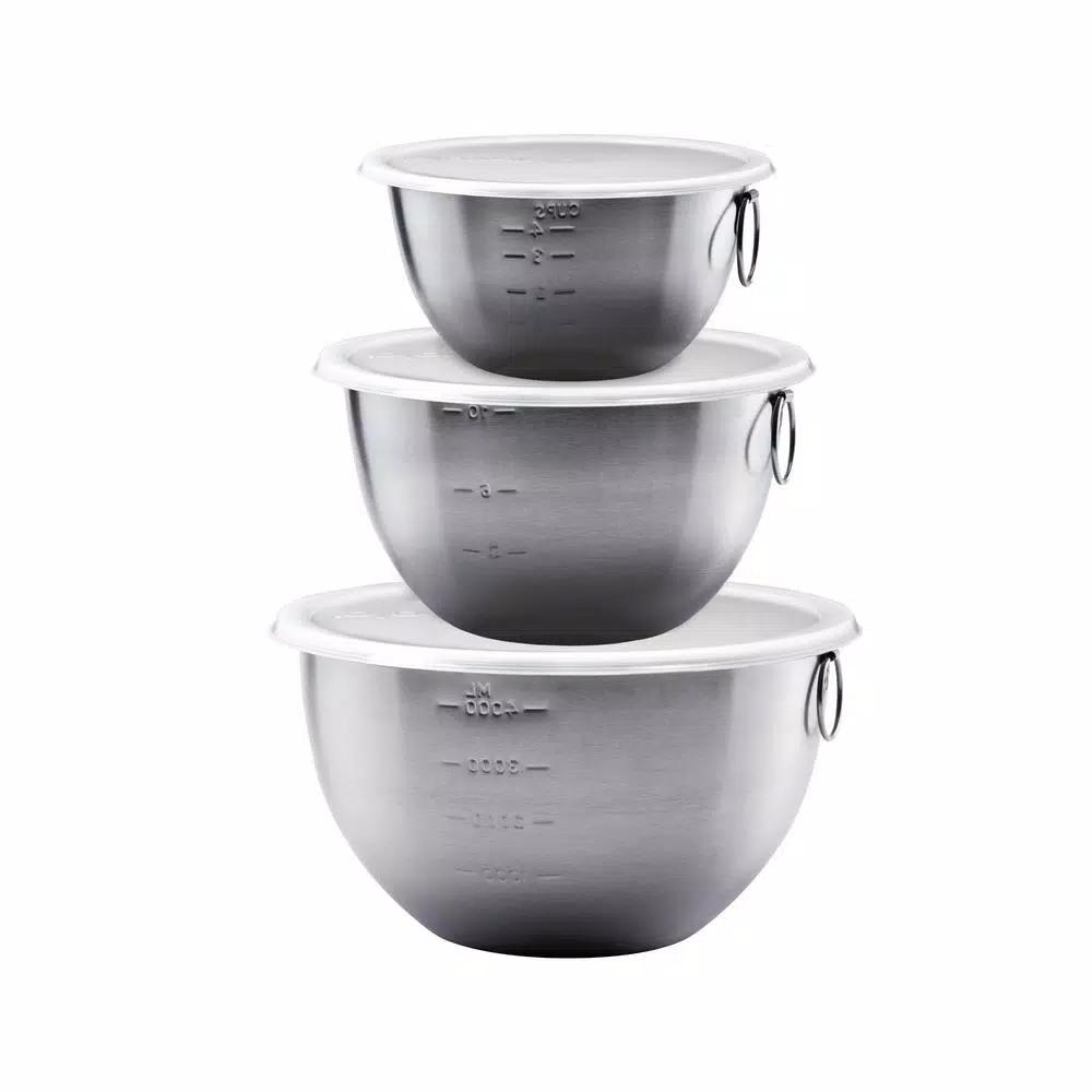 Tovolo 3-Piece Stainless Steel Mixing Bowl Set with Tight-Seal Lids