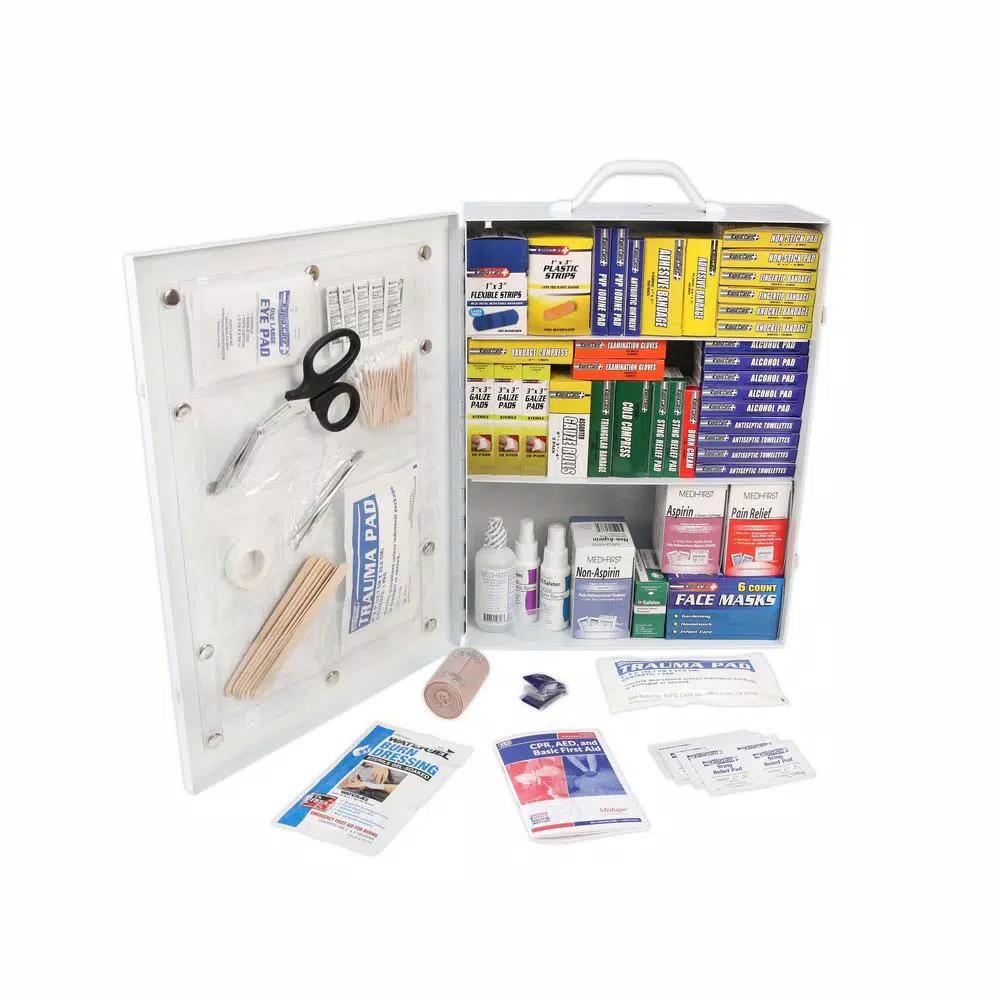Rapid Care 1100-Piece 3-Shelf First Aid Cabinet - ANSI Class A+ OSHA Compliant
