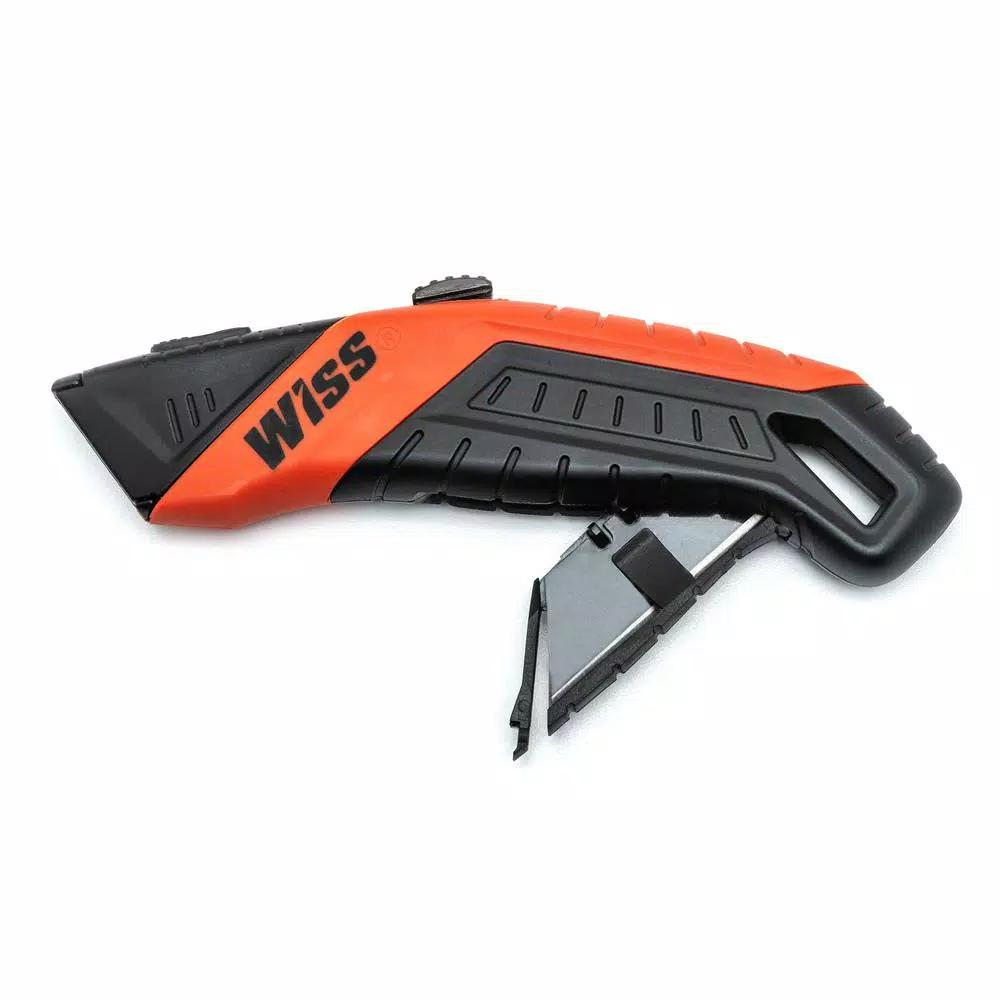 Wiss Crescent Wiss Auto-Retracting Safety Utility Knife with 3 Black-Oxide Blades