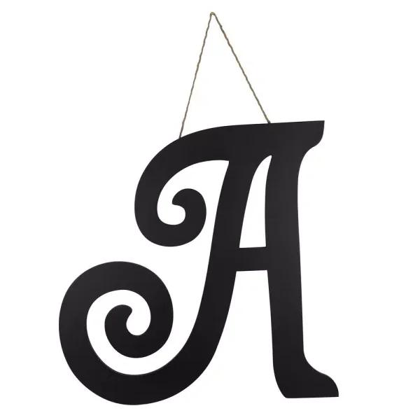 Decor Therapy 20 in. Black Script Letter A Matte MDF Wall Decor