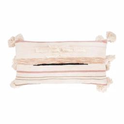 3R Studios Pink, Brown and Black Striped Kilim Throw Pillow with Tassels, 28 x 14 in. thumbnail 3