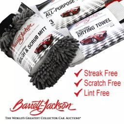 Barrett-Jackson Wash and Dry Car Care Kit with Microfiber Mitt and Towels thumbnail 4