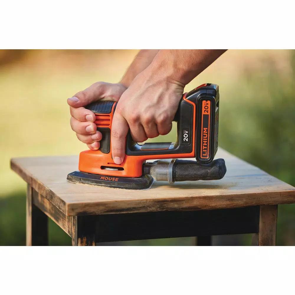 BLACK+DECKER 20V MAX Lithium-Ion Cordless Mouse Sander with 1.5 Ah Battery and Charger