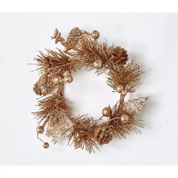 WORTH IMPORTS 3.25" Glitter Champagne Christmas Candle Rings, Set of 4
