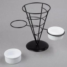 Creative Home Black Iron Wire French Fry Holder Set with 2 Ceramic Ramekins for Dipping Sauce thumbnail 4