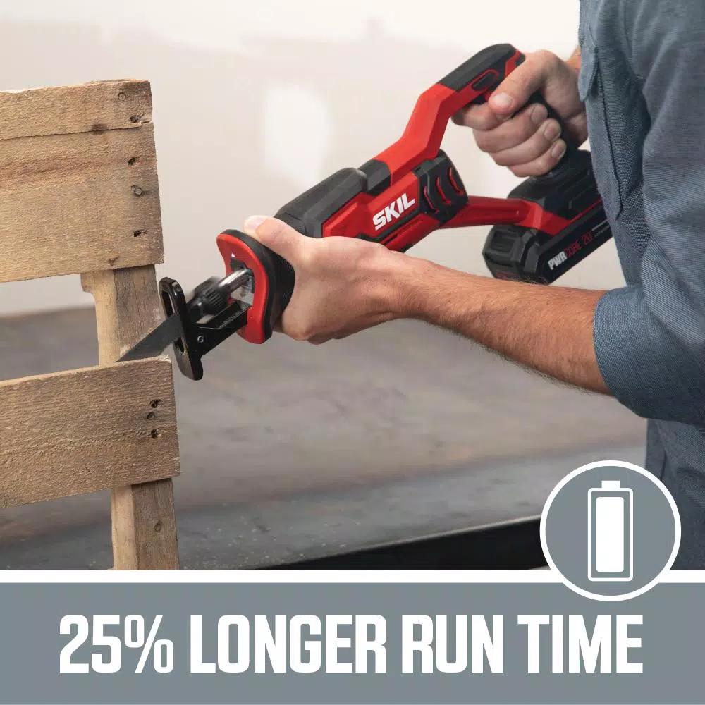 SKIL 20V PWRCORE Cordless Compact Reciprocating Saw Kit with 2.0 Ah Battery and Charger
