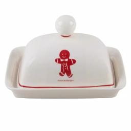 Molly Hatch Gingerbread Butter Dish, 6.75 in. Ceramic Stoneware Holiday Serving Dish thumbnail 1
