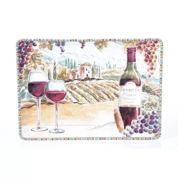 Certified International Tuscan Breeze 14 in. Rectangular Ceramic Platter, Multi-Colored