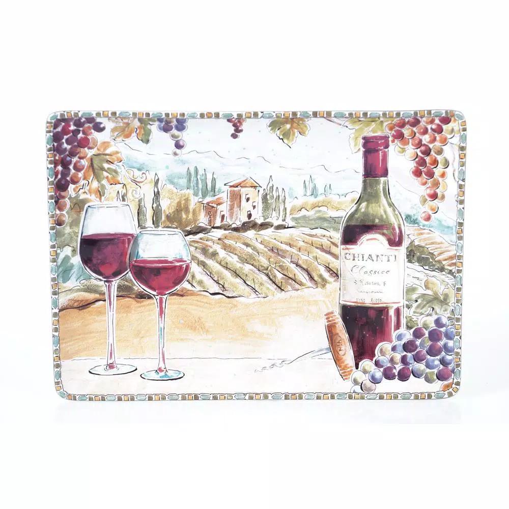 Certified International Tuscan Breeze 14 in. Rectangular Ceramic Platter, Multi-Colored