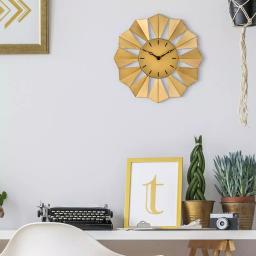 La Crosse Technology 12.8 in. Gold Metal Sunray Quartz Wall Clock - Mid-Century Sunburst Design thumbnail 5