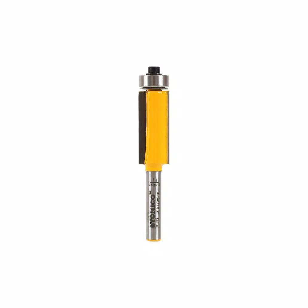 Yonico 1-1/4 in. L 1/4 in. Shank Carbide Tipped Flush Trim Router Bit with End Bearing