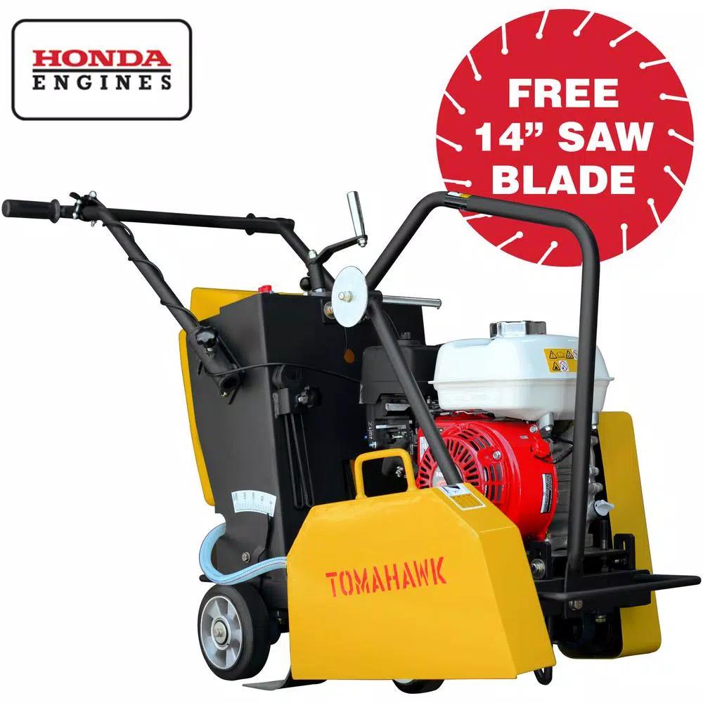 Tomahawk Power TFS14H 14 in. Walk Behind Concrete Saw with 6.5 HP Honda GX160 Engine