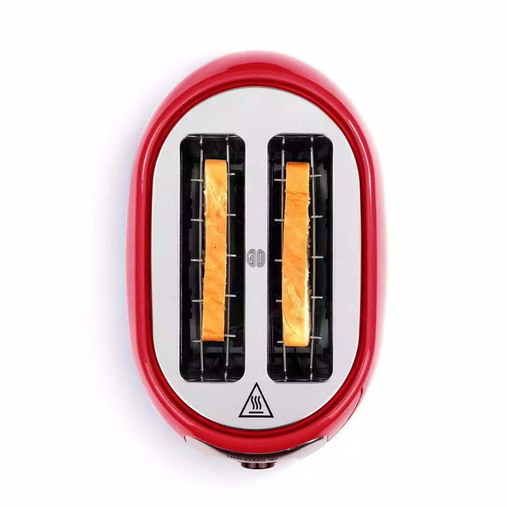 Holstein Housewares 800W 2-Slice Toaster with 6 Browning Levels, Red