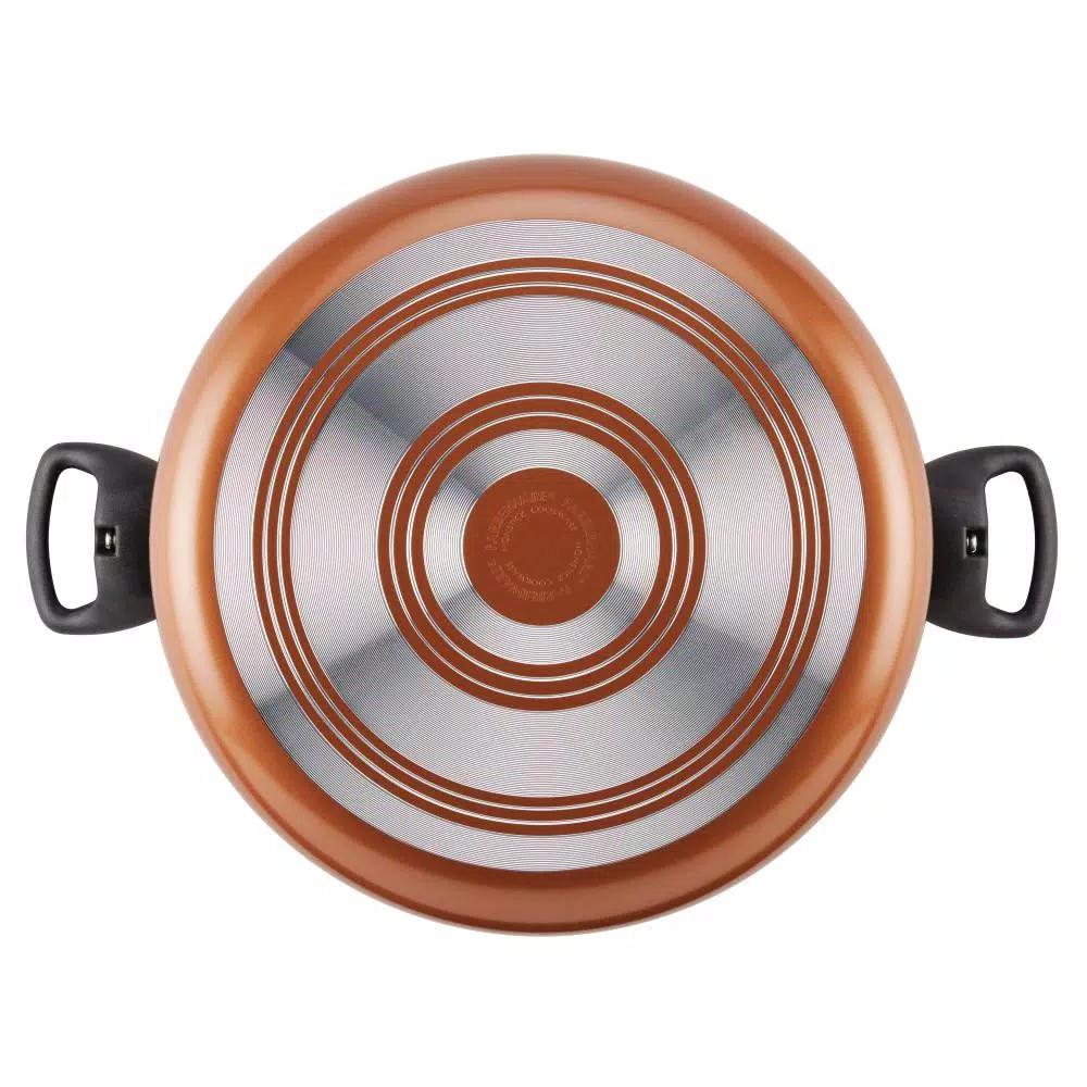 Farberware 10.5 qt. Aluminum Nonstick Stock Pot with Glass Lid, Copper