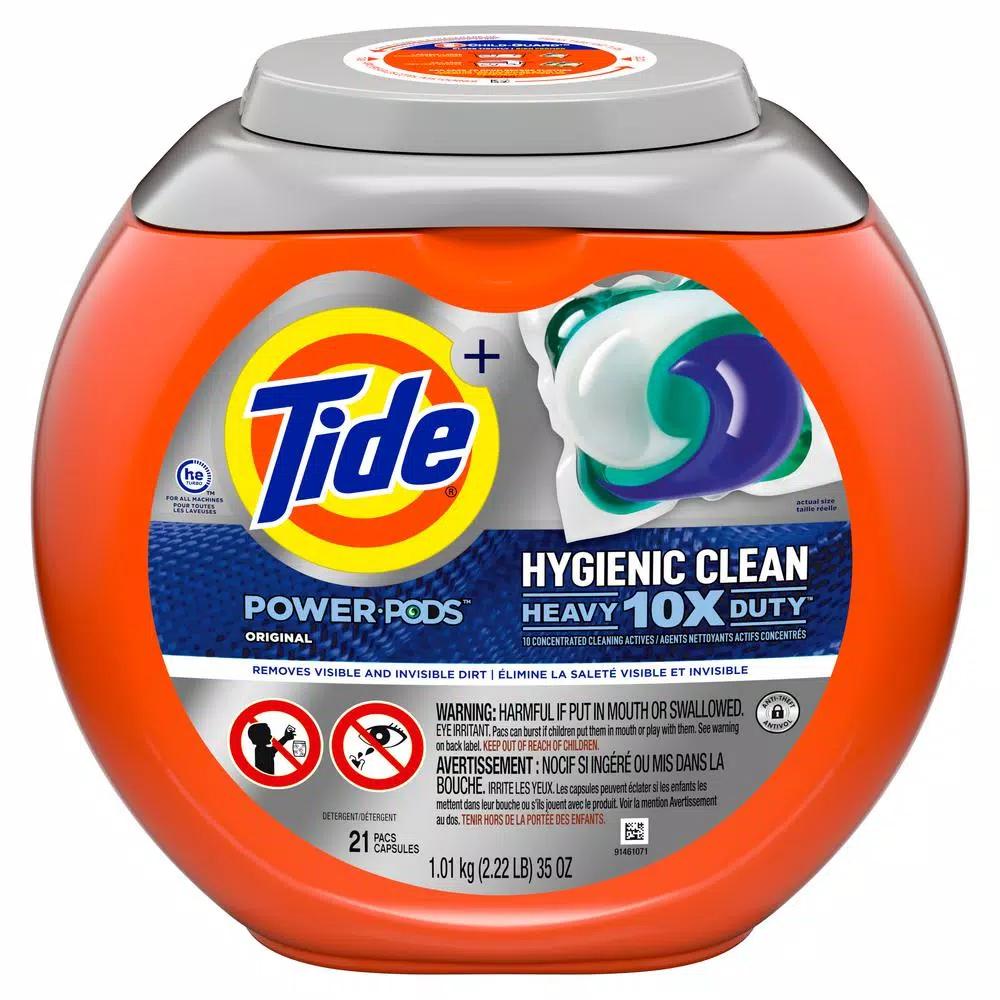 Tide Heavy Duty 10X Hygienic Clean Power Pods Laundry Detergent, Original Scent, 21-Count (4-Pack)